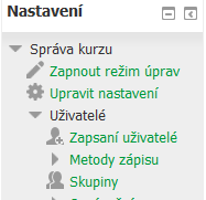 V případě, že máte kurz nepřístupný pro studenty, bude se zobrazovat jako zašedlý. Pokud ale kliknete na Moje stránka, zobrazí se jen kurzy přístupné pro studenty (zeleně zobrazené).