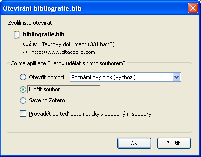 Export do formátu BibTEX Zatrhněte záznamy, které chcete exportovat Klikněte na Stáhnout citace a zvolte