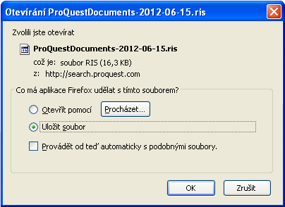 Import z databází přes externí soubor (Proquest) Začne se vytvářet soubor pro import Otevřete a v horní liště klikněte na tlačítko nastavení, kde se nacházejí importy.