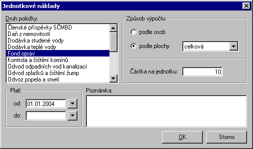 Přidání nového záznamu Nové pravidlo jednotkových nákladů lze přidat kliknutím na ikonu nebo kliknutím pravým tlačítkem myši do seznamu pravidel a z lokálního menu vybrat položku Nový záznam.