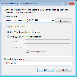 Vytvoření databáze v SQL Serveru verzi Express Pokud máte nainstalovánu jen SQL Server Express edici a nemáte nainstalováno Management Studio, databázi SQL Serveru pro účely příkladu, lze jednoduše