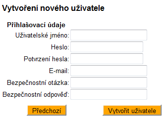 Vytvoření uživatele v roli správce Kliknutím na odkaz Vytvoření uživatele budeme přesměrováni na stránku s formulářem pro Vytvoření nového uživatele, který má dva kroky.