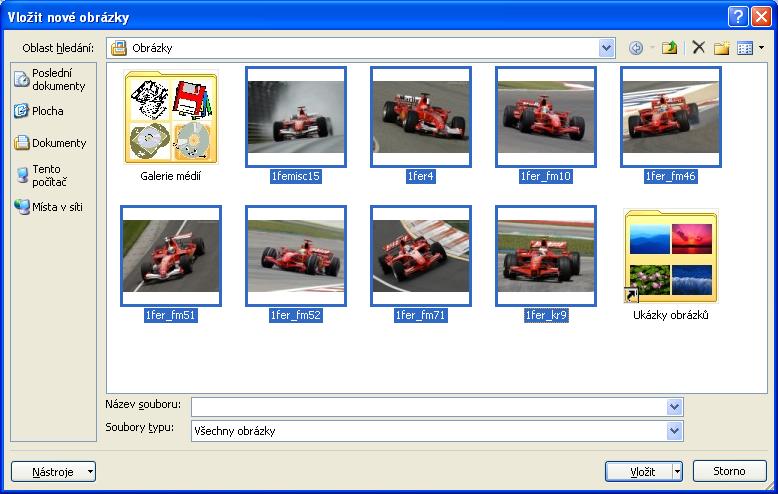 Obrázek 28 Seznam všech námi zvolených obrázku se zobrazí v příslušném okně Obrázky v albu (obr. č. 2, červené zvýraznění).