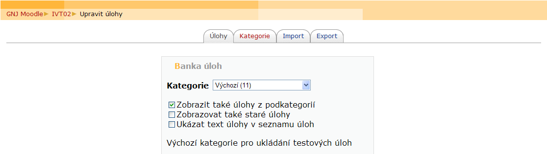 Moodle - Učitelé pro zítřek 31 Zabezpečení testy mohou být zabezpečeny heslem nebo také např. pomocí adresy sítě, která může zajistit, že se k testu bude moci přistupovat jen např.