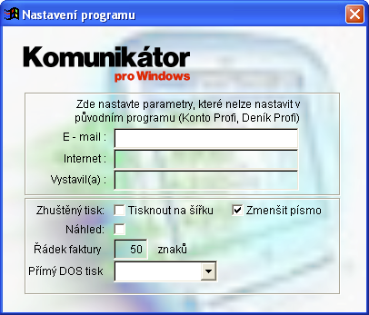 2.1 Nastavení programu Komunikátor 2.1.1 Restartování Windows Aby byla jistota, že se všechny změny vyvolané instalacemi programů promítly do registrů Windows, doporučujeme Vám na závěr restartovat Windows.