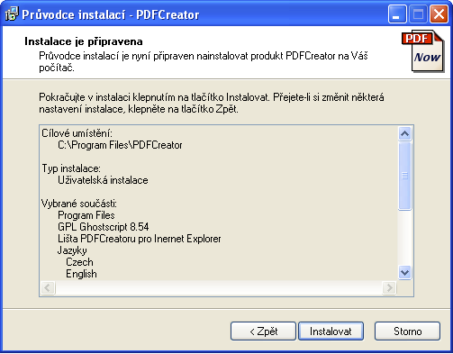 V dalším okně můžete vybrat složku v nabídce Start, do které se vloží zástupce programu PDFCreator. Ponechte předvolbu a stiskněte tlačítko DALŠÍ.