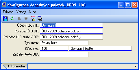 Jednotka Kurz Přenos Typ nákladu Zámek Organizace Zakázka Smlouva Objednávka FD Středisko (Útvar) Nákl.