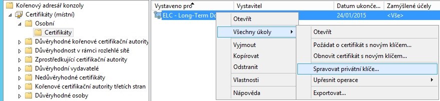 4. Dále postupujte jako při běžné instalaci certifikátu, tedy vyberete soubor s certifikátem, zadáte heslo a certifikát se nainstaluje.