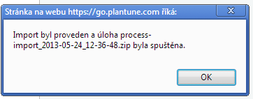 ZIP archiv nebo XLS soubor je systému PLANTUNE předán přes https protokol metodou POST. Pro tento přenos je možné použít dva způsoby. 1. Webový formulář v rámci Vašeho účtu PLANTUNE (go.plantune.
