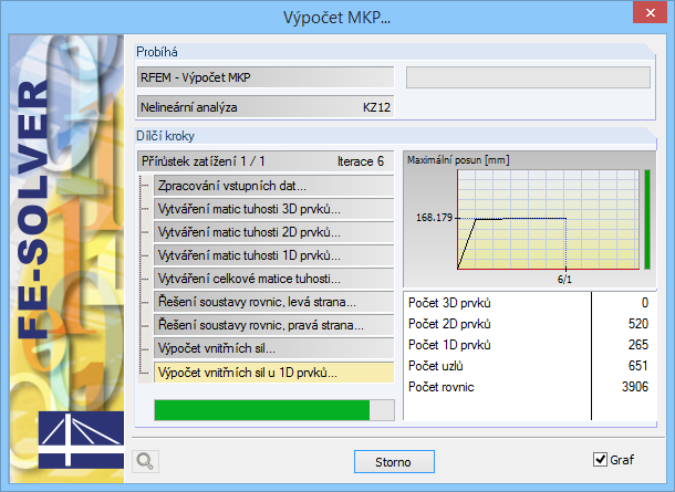 3 Výpočet Tlačítkem [ ] převedeme vybrané stabilitní případy do seznamu na pravé straně. Výpočet pak spustíme pomocí tlačítka [OK].