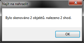 můžete zaškrtnutím příslušných políček prohledávat hodnoty atributů bloku, texty popisu kót, popisy hypertextového odkazu a hypertextové odkazy samotné.