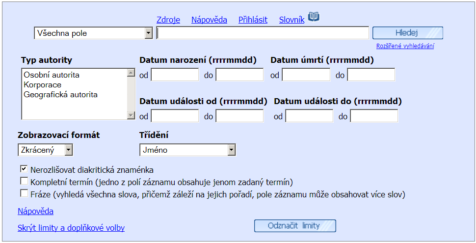 Prohlížeč muzejních autorit Prohlížeč lze využívat od