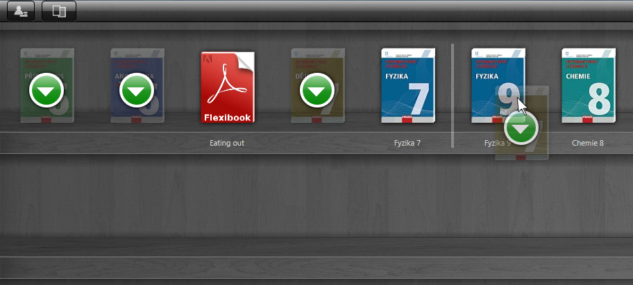 Uživatelské třídění: Ikony knih lze řadit v Knihovně abecedně nebo libovolně (uživatelské třídění). Přesunutí se provádí jednoduchým přetažením ikony na požadované místo. 3.