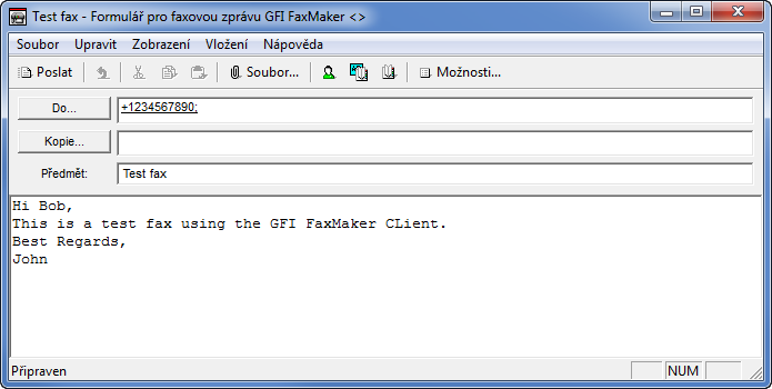 6 Použití formuláře pro faxovou zprávu GFI FaxMaker Formulář faxové zprávy klienta GFI FaxMaker nabízí pro odesílání faxů řadu možností.
