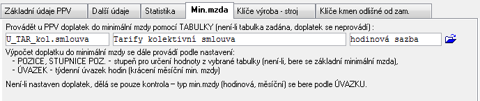 - Nastavení hodnot nejnižší zaručené mzdy podle kolektivní smlouvy provedete v apl. *7013. Pro každý stupeň je přednastavená hodnota 50,60. Změnu provedete tím, že označíte tarifní stupeň, tl.