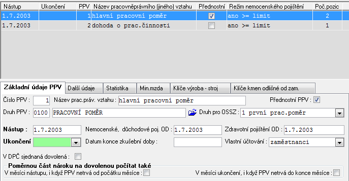 Automatické věty můžete poté zkontrolovat také v aplikaci *7039 Aut. věty u jednotlivých zaměstnanců.