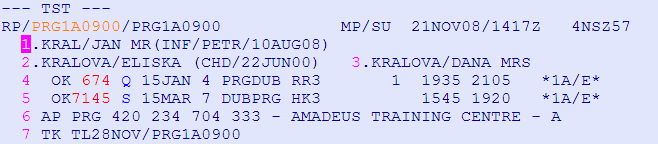 Nyní můžeme INFORMATIVNĚ ocenit PNR za použití segmentu 2 a 4. FXX/S2,4 Zde vidíme, že systém nám ocení rezervaci správným tarifem, který jsme si vybrali na FQD.