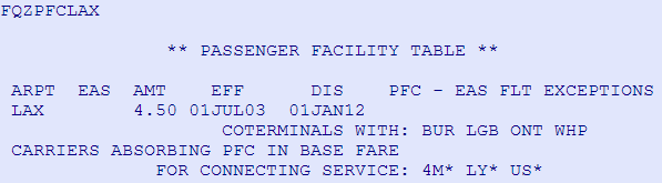 GG FQT PFC - návod, jak si zjistit v jaké výši se vybírá PFC (Passenger Facility Charge) taxa v USA k příslušnému letišti, na letence označovaná jako XF taxa.