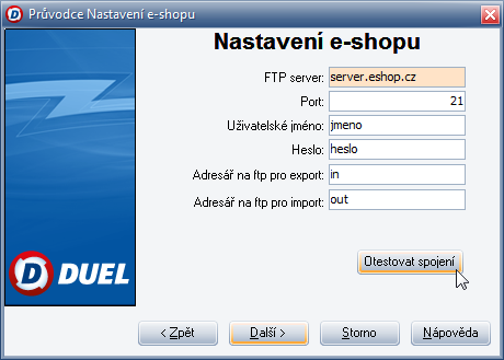 Tip: Jeden e-shop umožňuje pracovat pouze s jedním skladem programu DUEL. V případě že máte položky začleněny do více skladů, je vhodné jejich sloučení do jednoho skladu. 1.