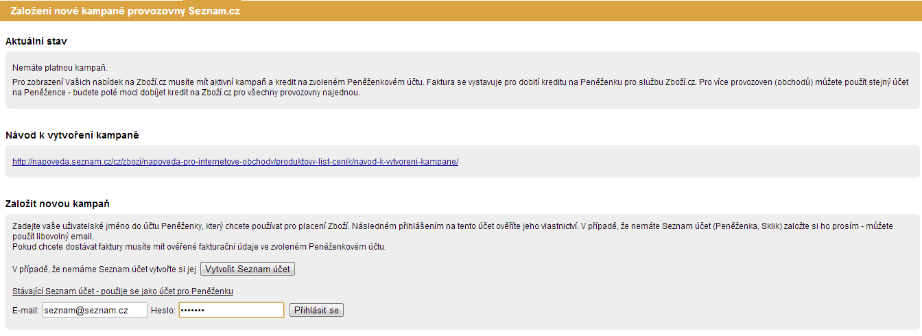 Návod na vytvoření kampaně je v nápovědě Zboží.cz na adrese: http://napoveda.seznam.