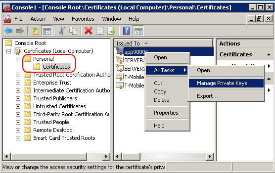 11. Zadat heslo certifikátu a dát Next 12. Ponechat Place all certificates in the following store: Certificate store: Personal a dát Next 13.