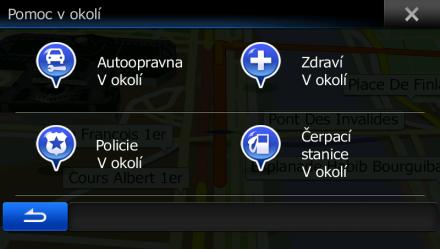 Na této obrazovce můžete provést některé akce: Klepnutím na uložíte aktuální polohu do seznamu adres nebo vyvoláte informace o zemi.