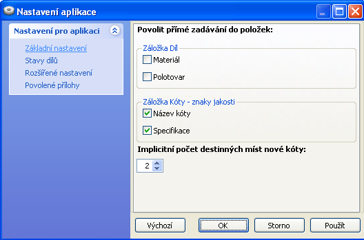 3.2.2 Menu Nástroje / Export do XLS Viz. Základní manuál. 3.2.3 Menu Nástroje / Změna názvů položek Viz. Základní manuál. 3.2.4 Menu Nástroje / Nastavení programu Slouží k nastavení způsobu užívání modulu Základní nastavení.