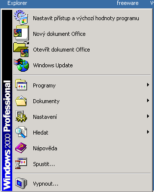 Zavře okno i program Zavře okno i program Minimalizace okna Maximalizace okna Zástupce odkaz na skutečný objekt Nabídka Start Obsahuje všechny nainstalované aplikace a programy Usnadňuje práci s