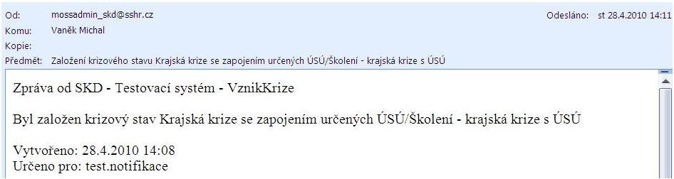 profilu na infowebu SSHR. Na dalším obrázku je příklad nastavení kanálů pro vypnuté notifikace v testovacím prostředí.