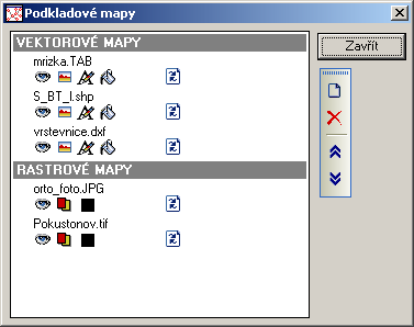 2.1.6.1 Podkladové mapy Položka menu Moduly Podkladové mapy umožňuje načtení a odstranění vektorových a rastrových map. Přesný postup a popis je popsán v příručce Modul PODKLADOVÉ MAPY. Obr.