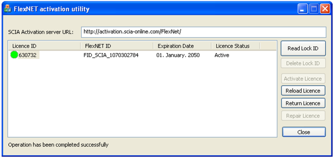 3. Update server na novou licenci 1. Zapněte FlexNET Activation Utility. Výchozí cesta: "C:\Program Files\SCIA\FlexNET\ActivationUtility\ActivationUtility.exe" 2.