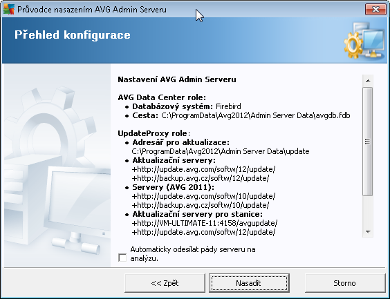 Společné nastavení - URL aktuálně nasazovaného AVG Admin Serveru bude zapsána do Společného nastavení pro stanice. Nová skupina.