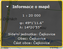 Toto tlačítko funguje stejným způsobem, jako tlačítko mapa. V momentu stisknutí tohoto tlačítka je podklad změněn na ortofoto snímky. Tlačítko sloužící pro spuštění nástroje identifikace objektu.