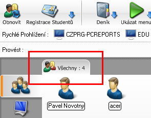 11 Lišta Rychlé prohlížení Lišta slouží k rychlému přepínání mezi připojenými Klienty.