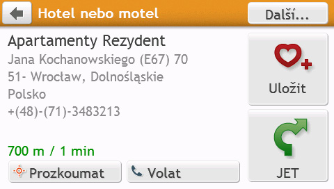 Klepnutím zobrazíte obrazovku Zobrazit MZ, která umožňuje nastavit preference MZ (POI). Přiblížit/oddálit Chcete-li zobrazení přiblížit nebo oddálit, klepněte a podržte tlačítko nebo.