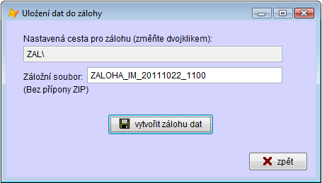 MC-MAJETEK - program evidence majetku - stručný průvodce pro verzi 3.1.x Strana : 20 11. Zálohování Data o majetku je potřeba pravidelně zálohovat, pokud nejsou zálohována jiným způsobem - např.