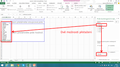 Všimněte si pravého sloupečku s nabídkou - nahoře jsou v řádcích vypsané názvy sloupců z původní tabulky.