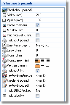 30 Manuál programu Formix Předloha - pozadí - tlačítkem u této vlastnosti lze měnit vlastní obrázek na pozadí. Podporované formáty obrázků jsou JPG a BMP.