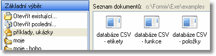 48 Manuál programu Formix 30 Příklady Příklady formulářů, dokumentů, štítků, vizitek a etiket, přípojení databáze naleznete v průvodci v sekci "příklady, ukázky" 31 Formátovací řetězce Formátovací