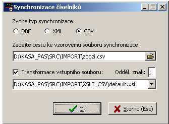 TRIFID 2012 STANDARD Uživatelská příručka Zatržením Transformace výstupního souboru, lze vybrat XSLT šablonu, pomocí které lze přetransformovat obecný XML na požadovaný XML nebo CSV soubor.