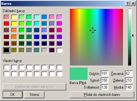 ColorDialog Standardní dialog pro výběr barev Vlastnosti Color Color