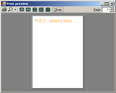 PrintPreviewDialog Standardní dialog pro zobrazení