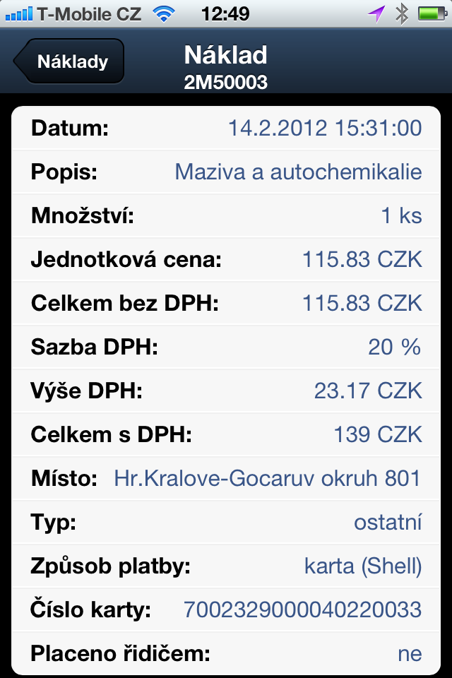 V těchto detailech máte k dispozici kompletní údaje k vybrané položce, které jsou v systému uloženy. Kromě očekávaných položek jsou zde zobrazeny i např.