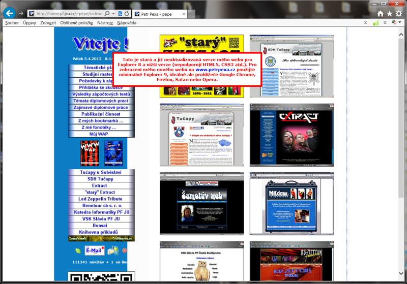 (Ne)podpora HTML5 v Exploreru 8 Automatické přesměrování na verzi bez HTML5 prvků: <script> if (navigator.appname=="microsoft Internet Explorer"&&parseInt(navigator.