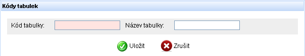 ID: DUN 004/11 Základní uživatelská příručka informační podpory správy 5.4 Číselník Kódy tabulek Kódy tabulek slouží k vytváření vzorových sad tabulkových hodnot pro vlastnosti typu Tabulková hodnota.