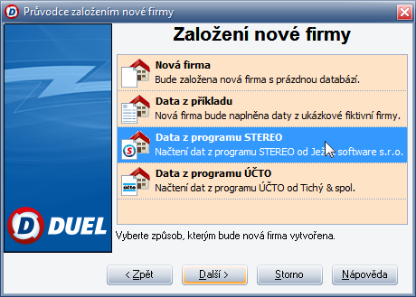 Založit novou firmu Tip: nebo 4.2.