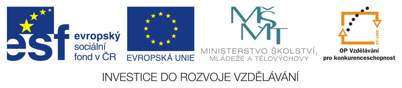 Projekt OP VK Inovace studijních oborů zajišťovaných katedrami PřF UHK Registrační číslo: CZ..7/../8.