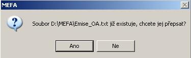 Obr. 21. Dialog souboru výstupních dat Existuje-li již zvolený výstupní soubor, je na tuto skutečnost uživatel upozorněn. Obr. 22.