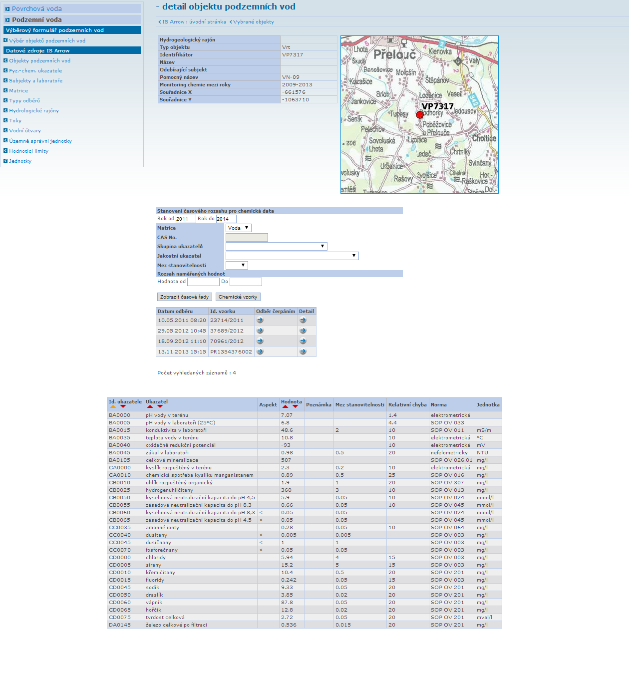 2.4.3 IS ARROW (Assessment and Reference Reports of Water Monitoring) IS ARROW (Assessment and Reference Reports of Water Monitoring) je informačním systémem Monitoringu kvality vod na území ČR,