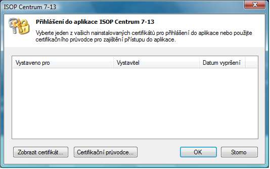 3.1.7 Založení uživatele a získání klientského certifikátu pro přihlášení do aplikace ISOP- Centrum 1. Spuštěním odkazu http://isop-centrum.czechinvest.
